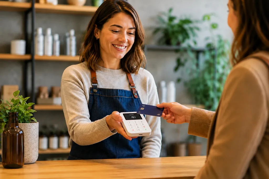 Small business accepting a contactless card payment using a card reader