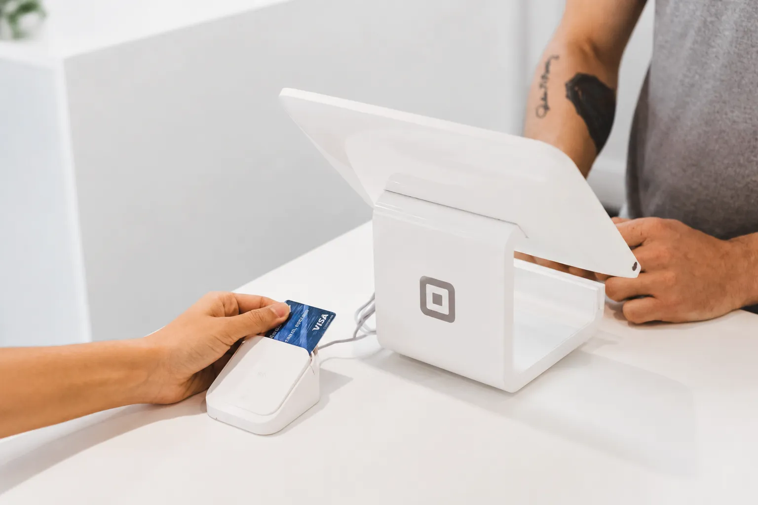 Square card payment system used by a small business