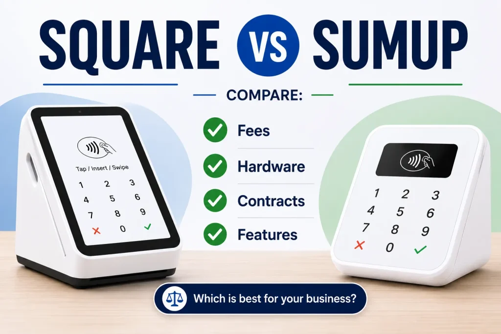 Comparison of Square and SumUp card payment solutions for UK businesses